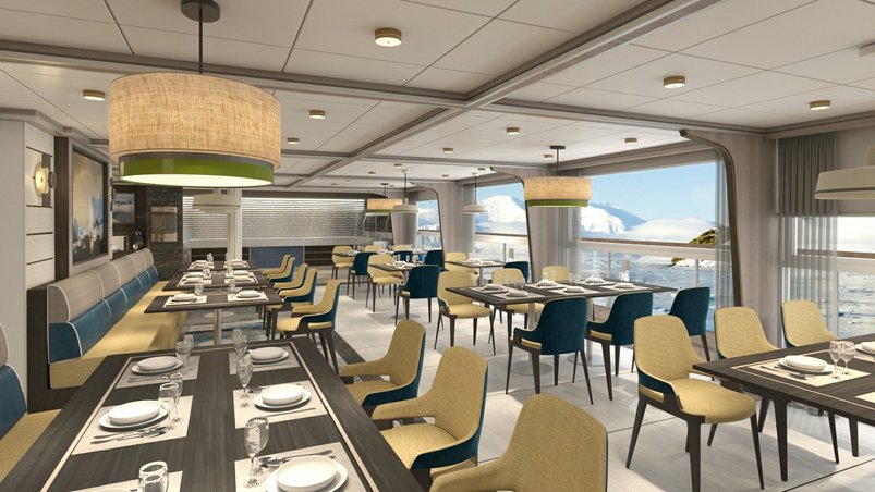 Panoramarestaurant an Bord der Sylvia Earle