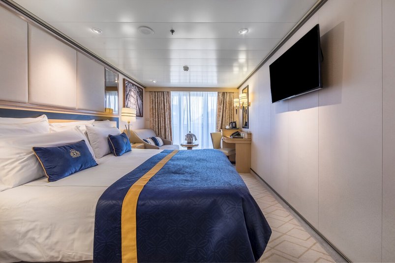 Balkonkabine mit Sichtbehinderung auf der Queen Mary 2