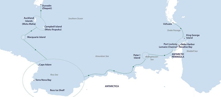 Routenkarte Epic Antarctica