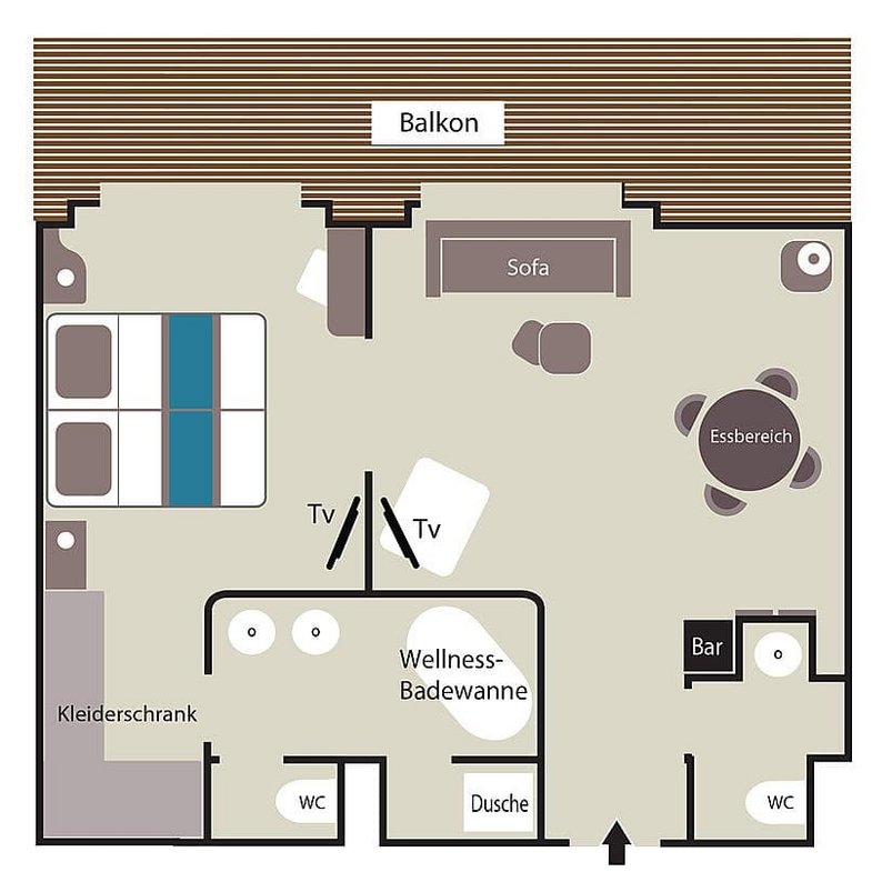 Kabinenplan der Grand Suite auf einem Sister-Ship von Ponant