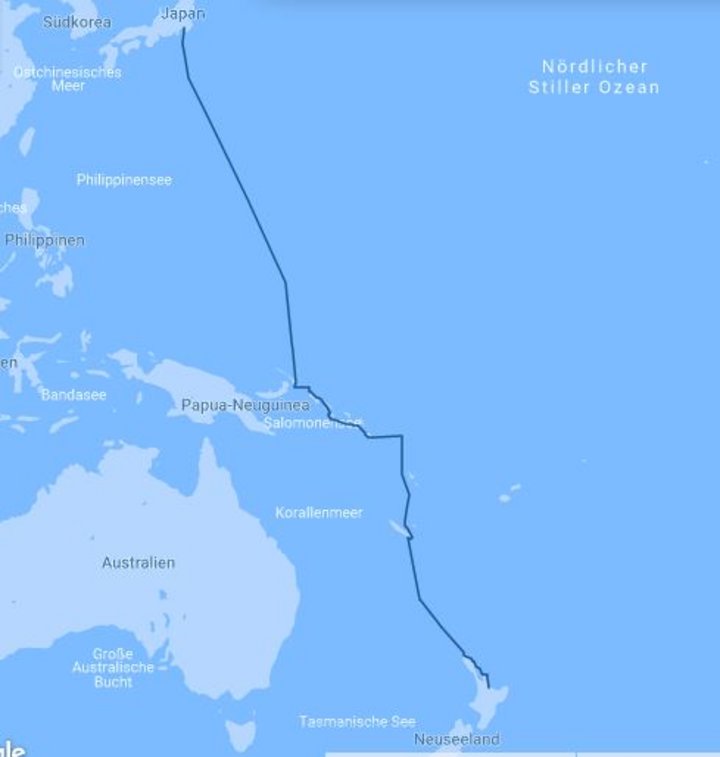 Routenkarte Westpazifik