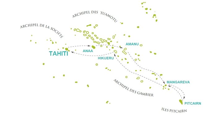Routenkarte Schiffsreise nach Pitcairn mit ARANOA