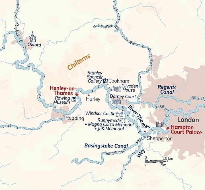 Routenkarte Flusskreuzfahrt Magna Carta
