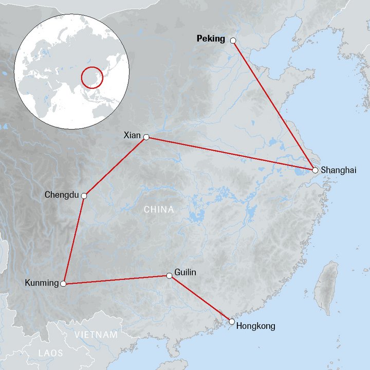 Höhepunkte China Karte Höhepunkte China Karte