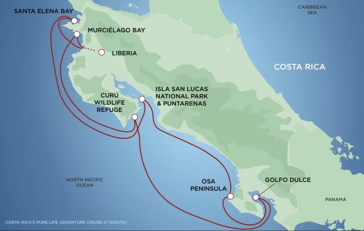 Routenkarte Costa Rica mit Safari Voyager