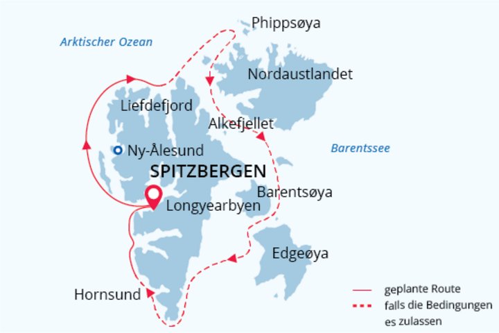 Routenkarte Spitzbergen