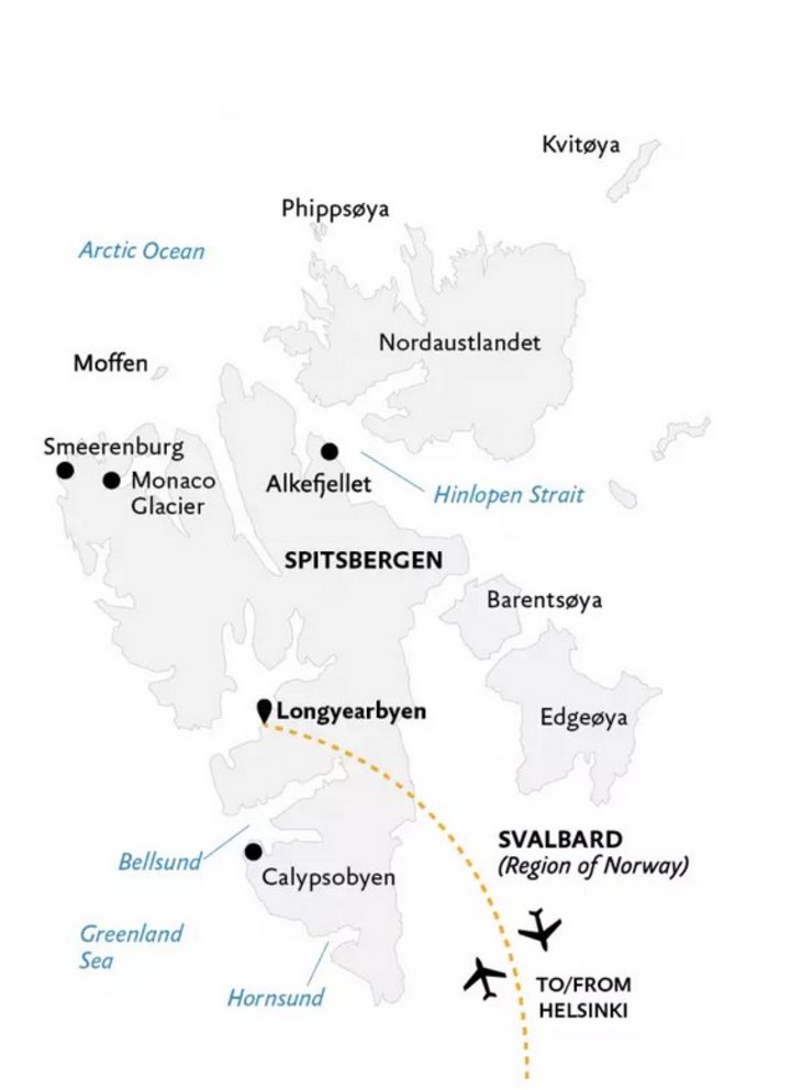 Routenkarte Spitzbergenreise von Quark Expeditions