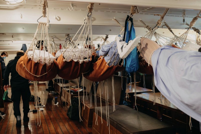 Hängematten auf der Statsraad Lehmkuhl