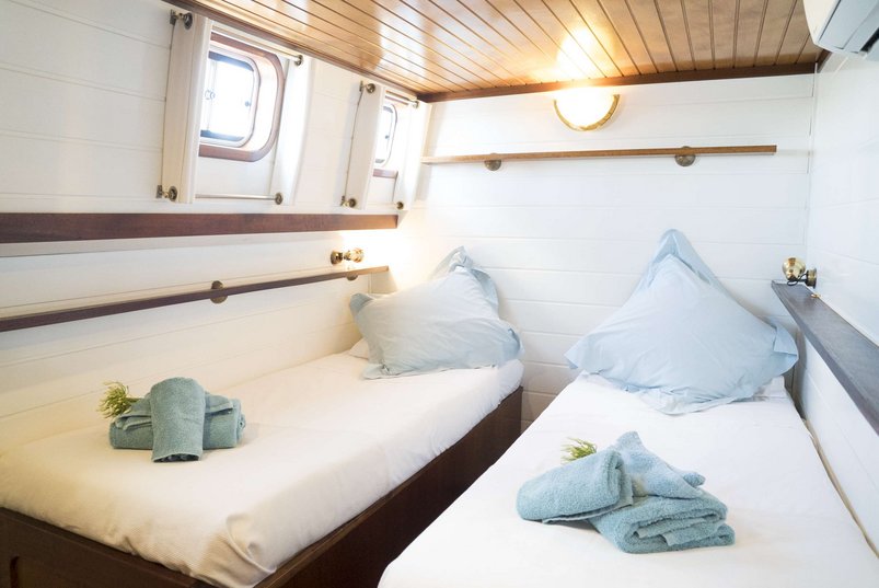 Zweibettkabine auf dem Flusskreuzfahrtschiff Athos