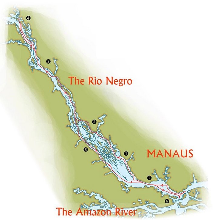 Routenkarte Rio Negro Expedition mit der Tucano