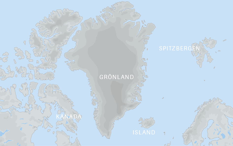 Karte mit den Regionen in der Arktis